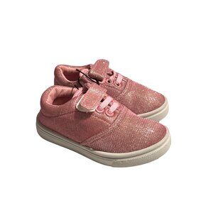 NWT Kids Pink Glitter Sneakers Size 5 With Velcro Strap